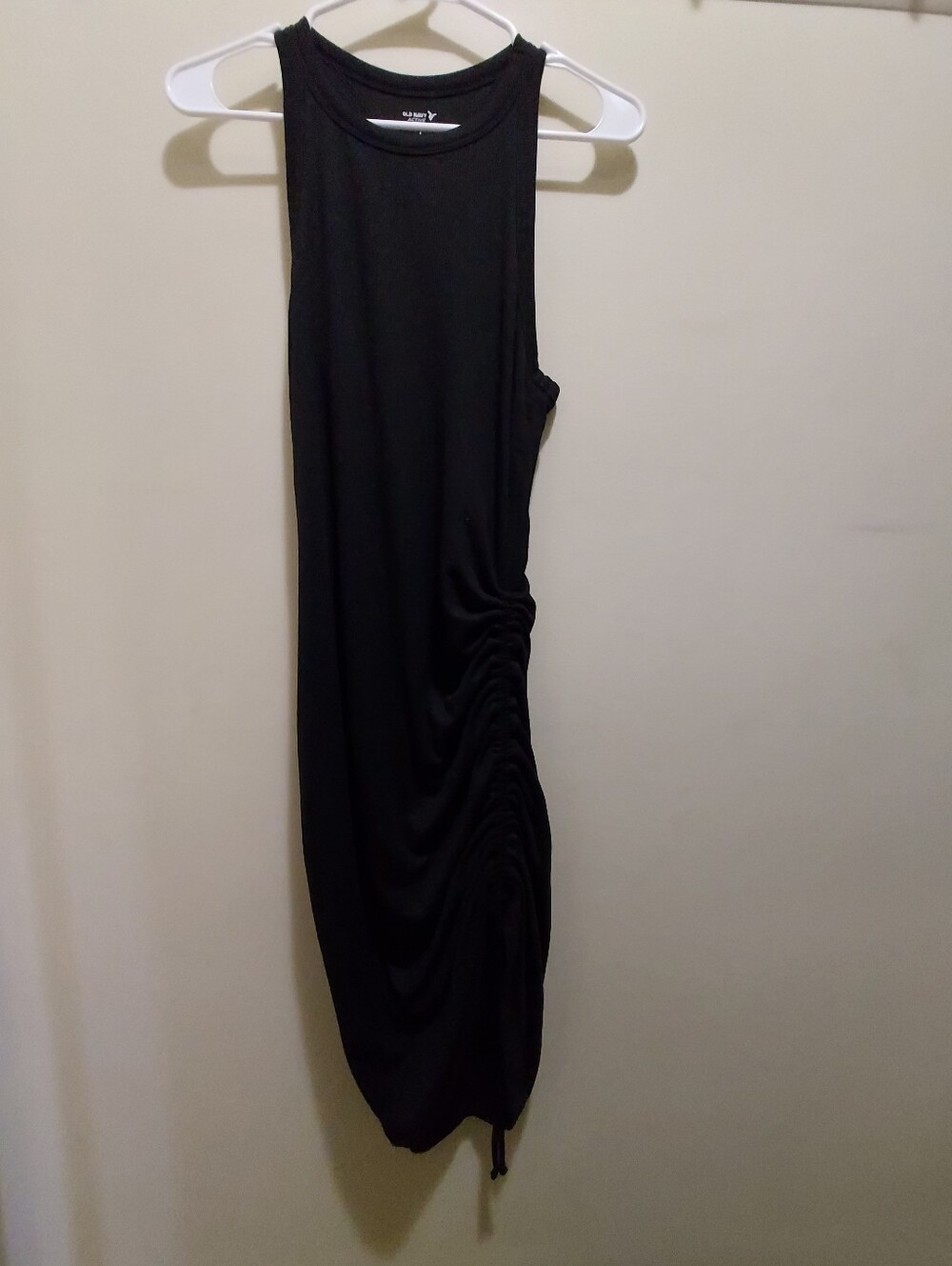 Black Ruched Side Racerback Tank Dress - Picture 2 of 6